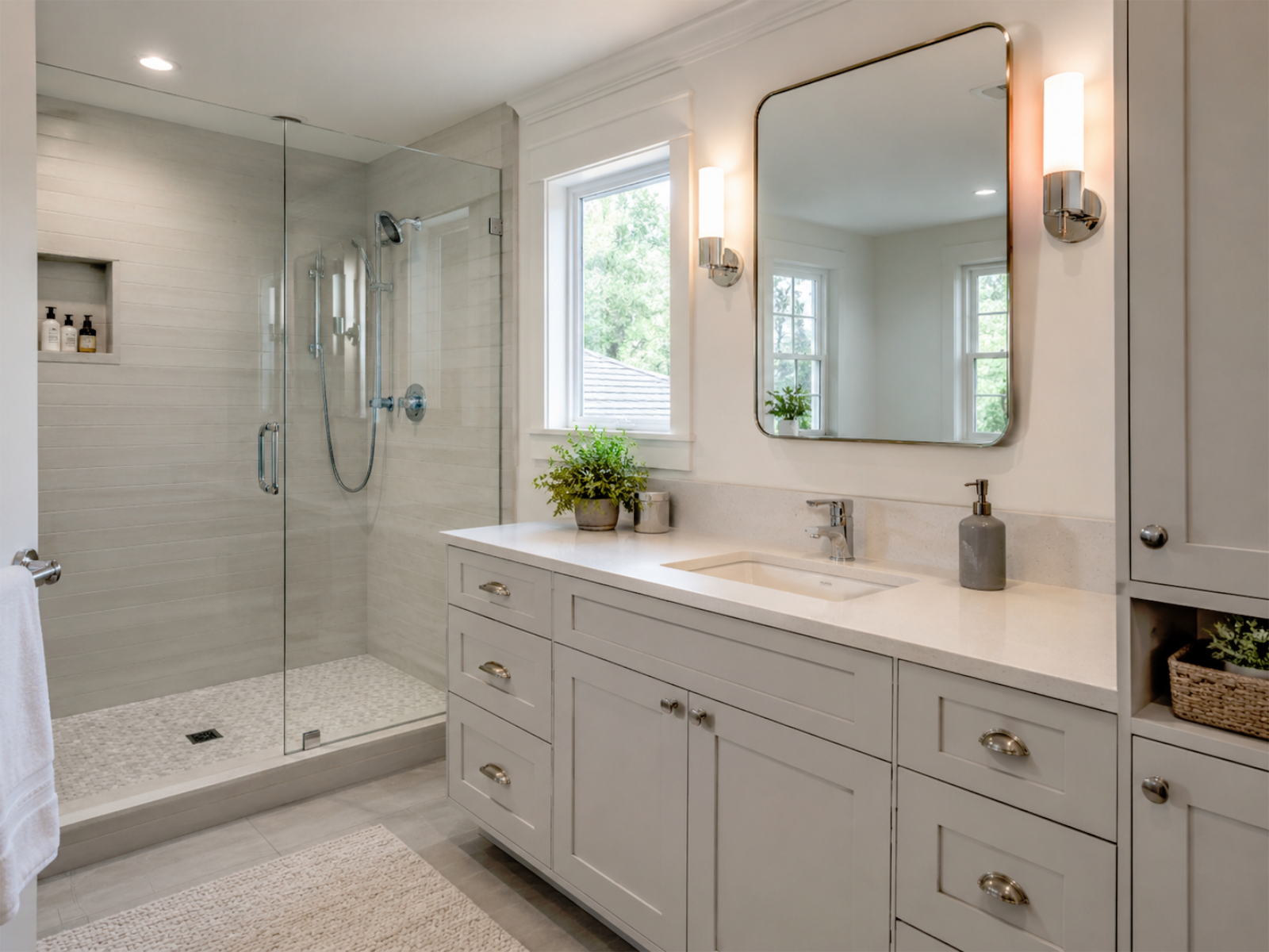 Clean bathroom renovation example with modern finishes