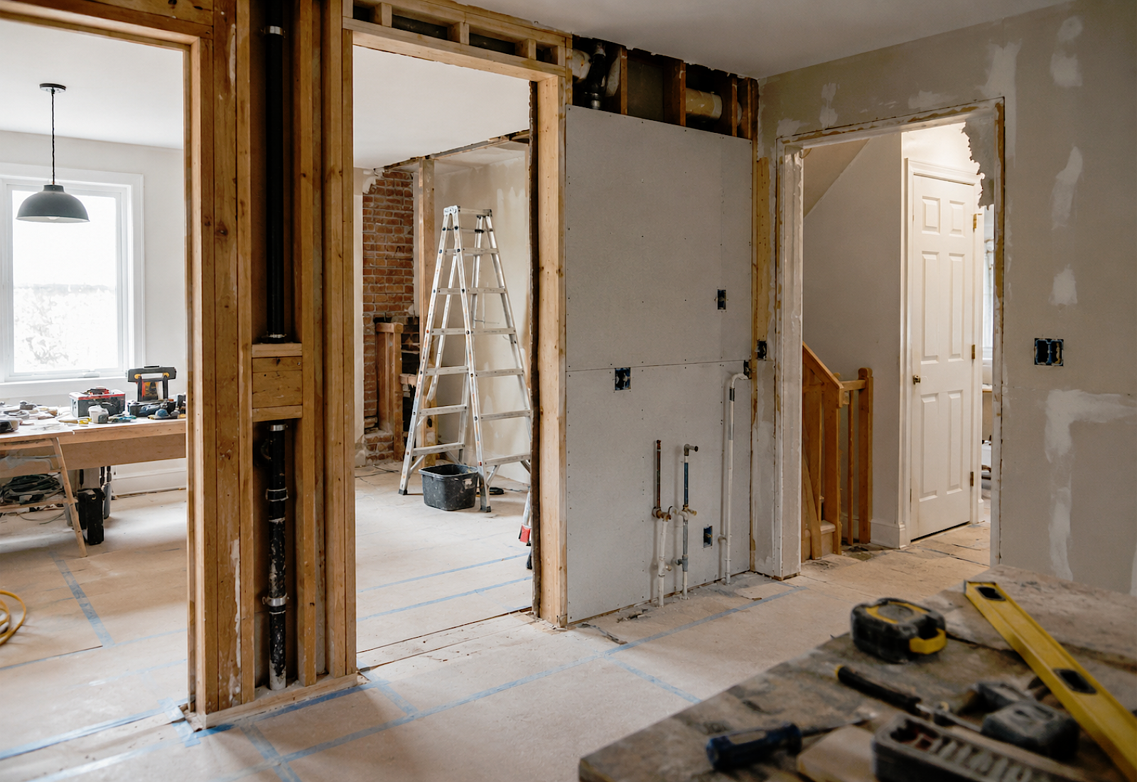 Interior renovation alteration work in progress inside a Toronto home