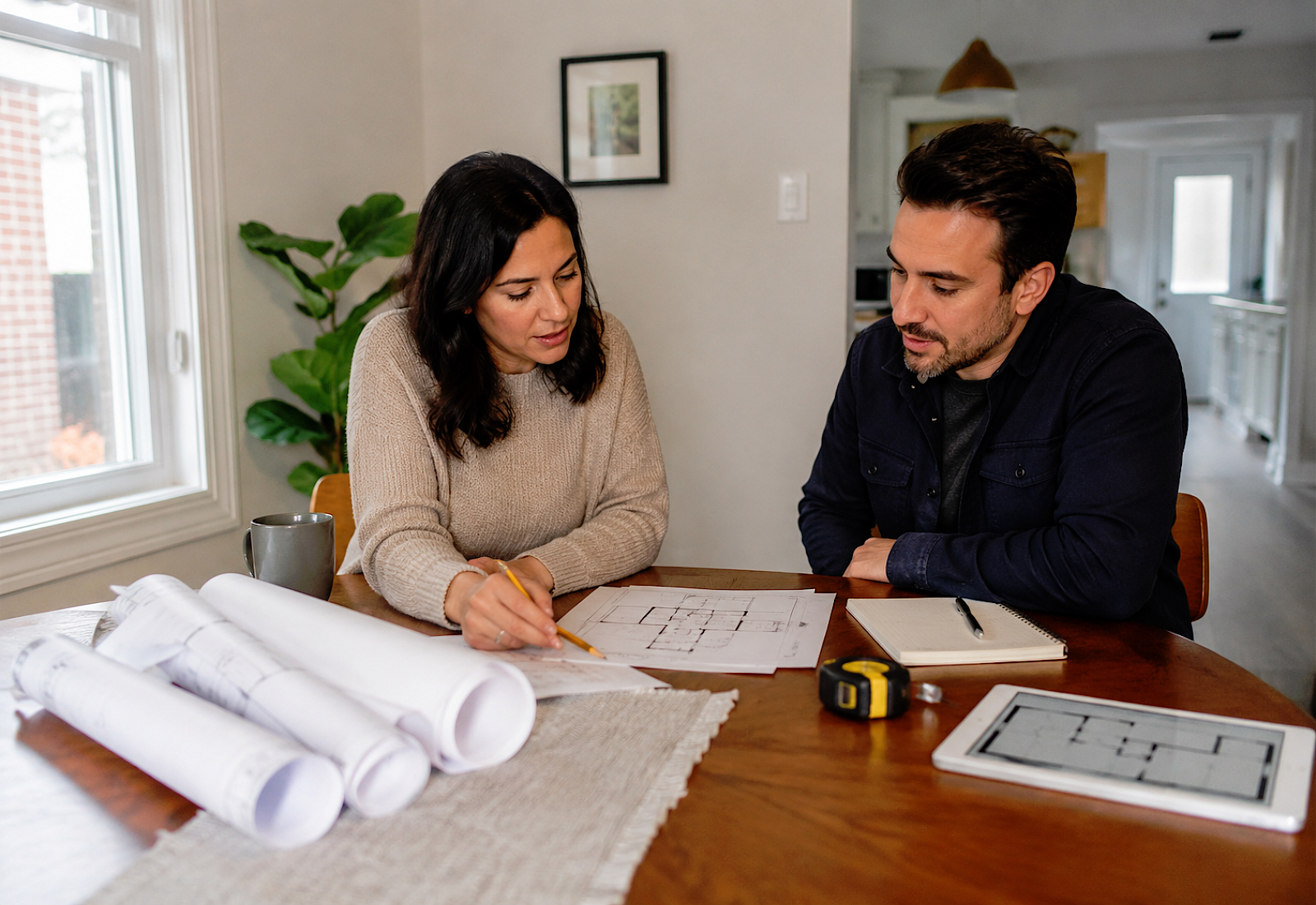 Homeowner reviewing interior renovation plans before a permit-related renovation in Toronto